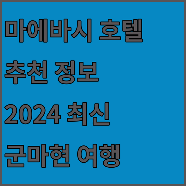 마에바시 호텔 추천 2024 최신 정보 군마 현 여행객 필독