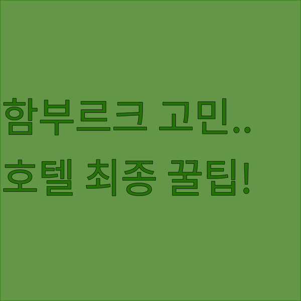 함부르크 여행 호텔 고민 끝 르 메르디앙 라이히스호프 루멘 3가지 매력 최종 선택 가이드