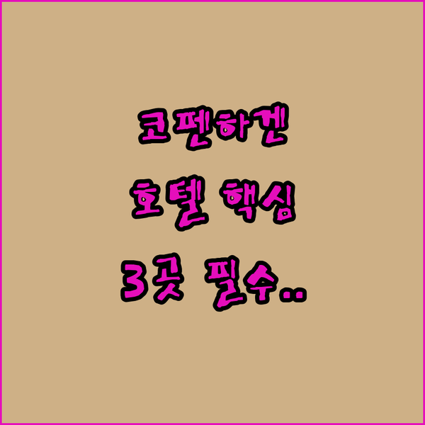 코펜하겐 여행 완벽한 숙소 찾기! 호텔 3곳 비교 분석