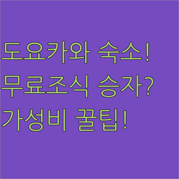 도요카와 여행 숙소 3대장 가성비와 무료 조식 승자는