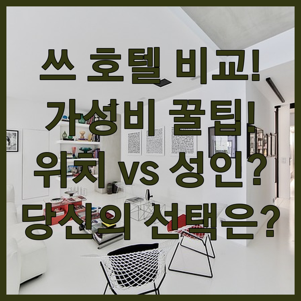 쓰 호텔 완벽 비교 가성비 위치 성인 전용 당신의 취향을 저격할 숙소는