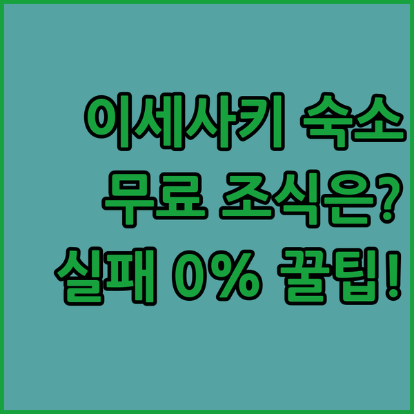 이세사키 여행 숙소 실패 없는 완벽 선택 무료 조식 독채형 중 내 취향 저격 호텔은
